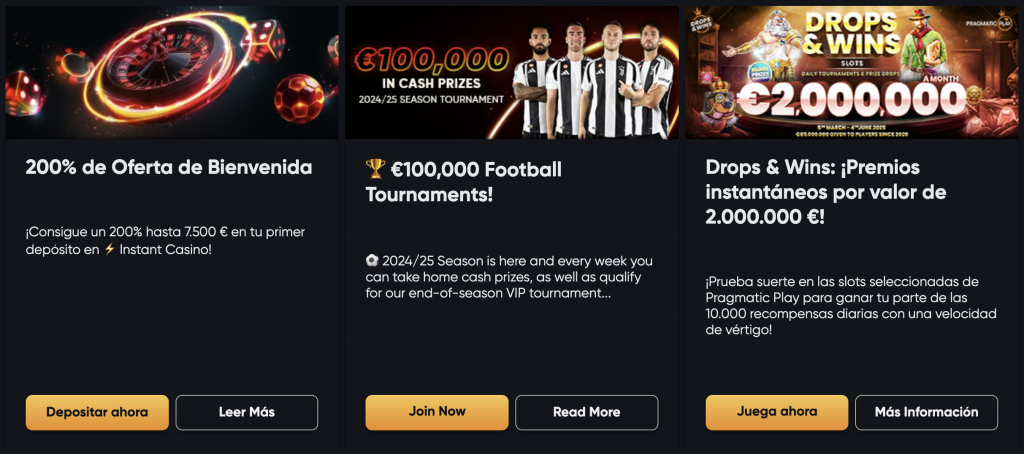 Sistema de Bonificaciones de Instant Casino