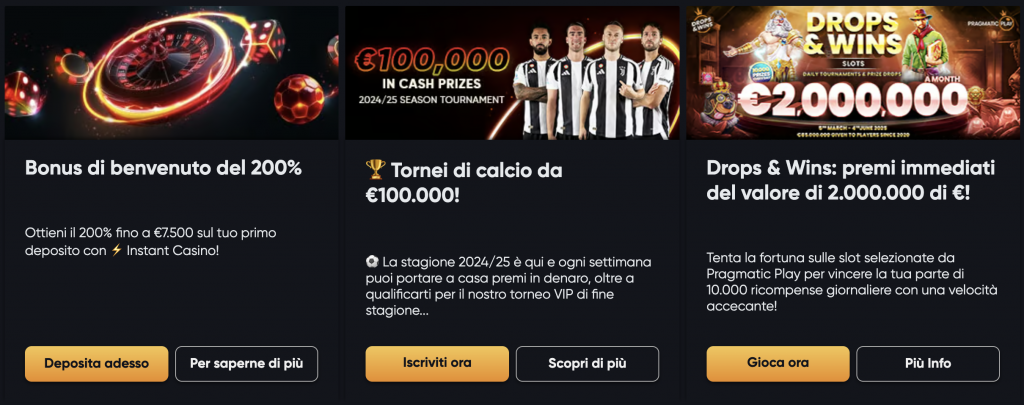 Bonus Offerti da Instant Casino